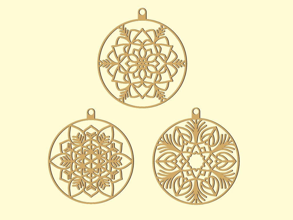 Laser Cut Floral Ball Christmas Ornaments Vector 6