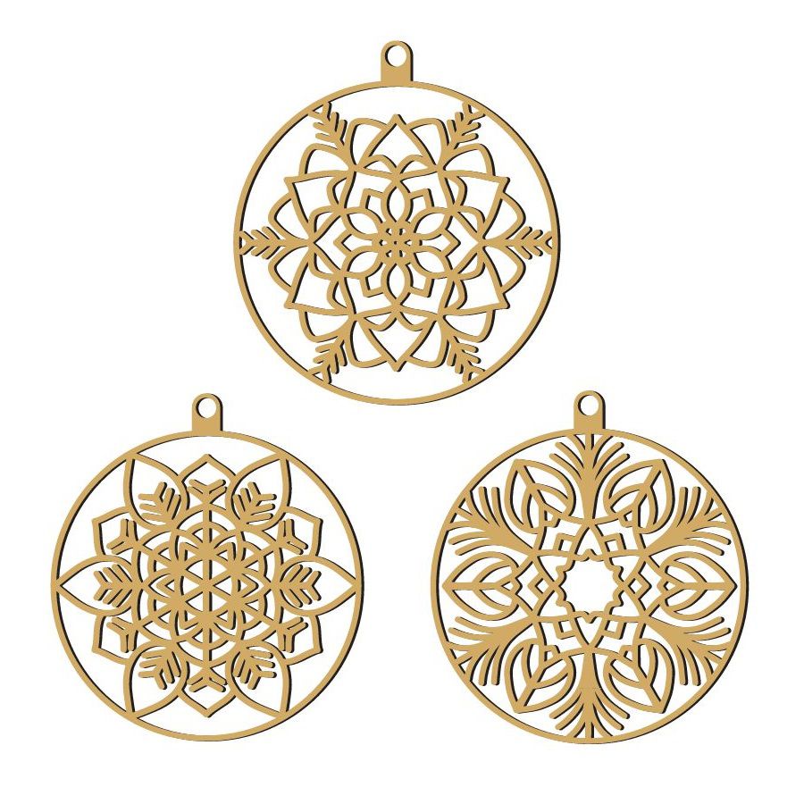 Laser Cut Floral Ball Christmas Ornaments Vector 6