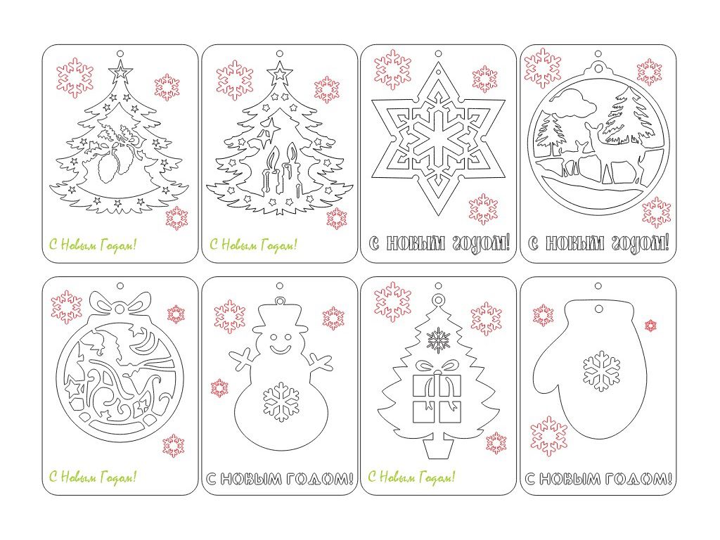 Laser Cut Wood Christmas Greeting Cards Vector