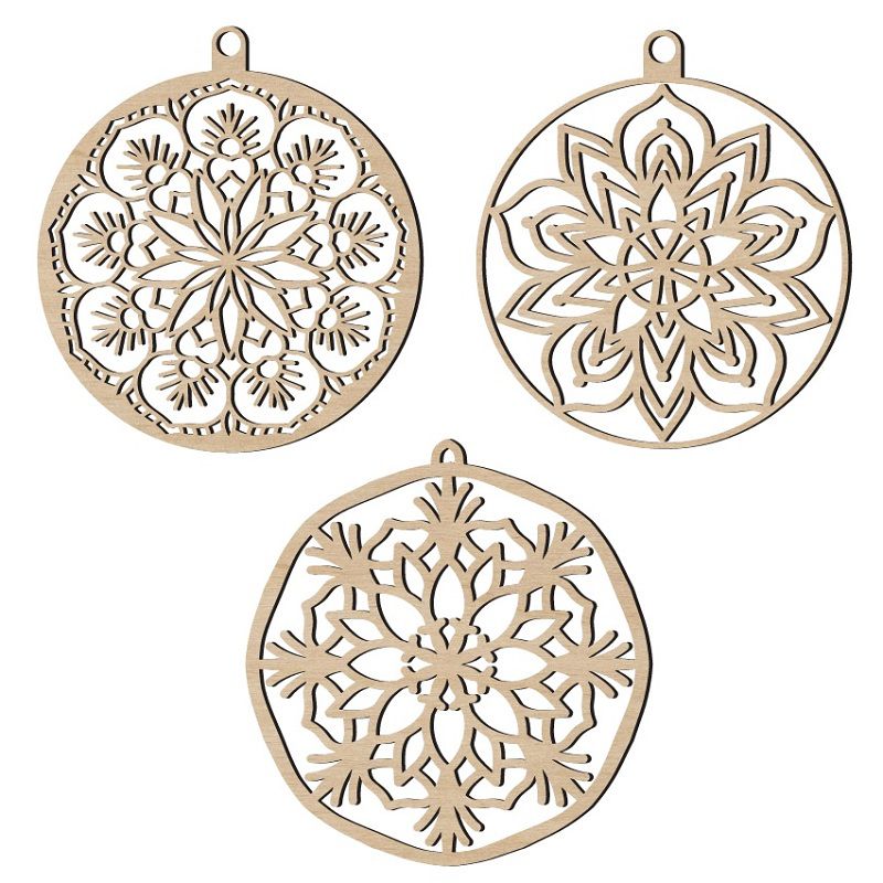 Laser Cut Floral Christmas Ornaments Vector