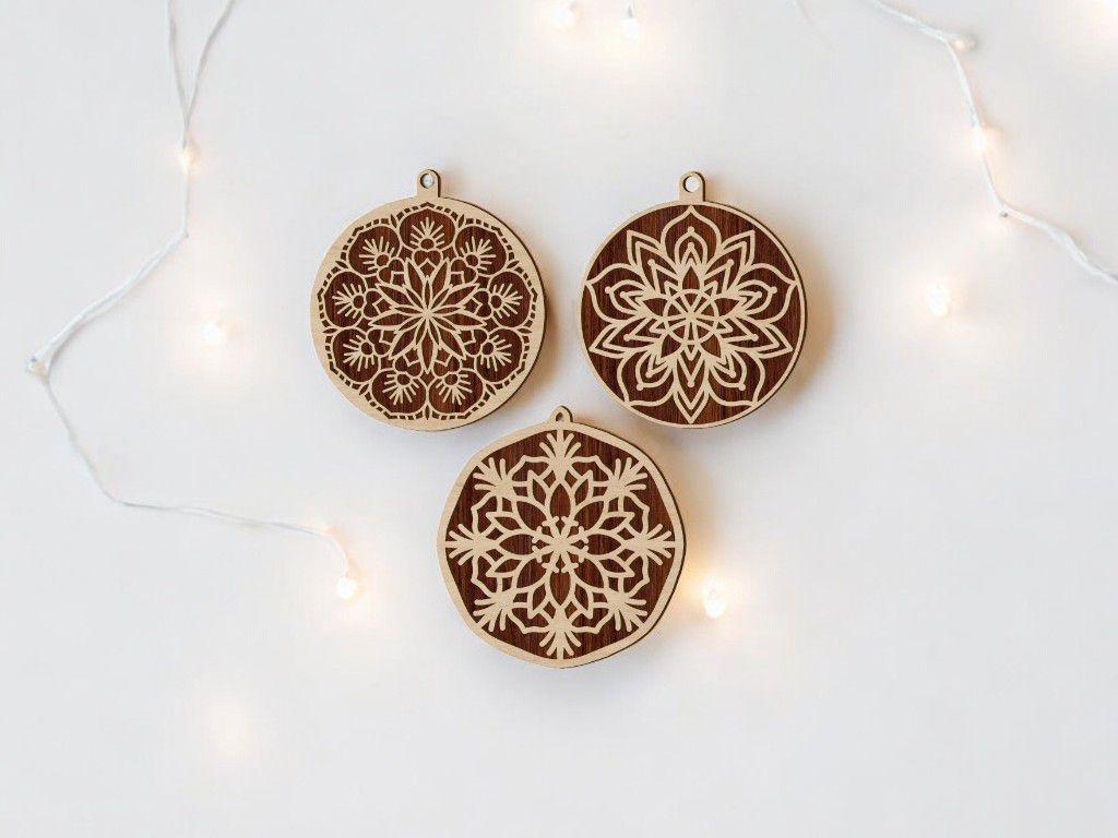 Laser Cut Two Layered Christmas Ornaments Vector
