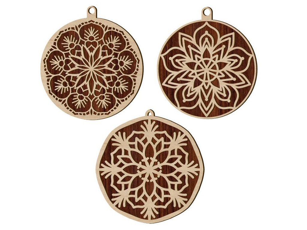 Laser Cut Two Layered Christmas Ornaments Vector