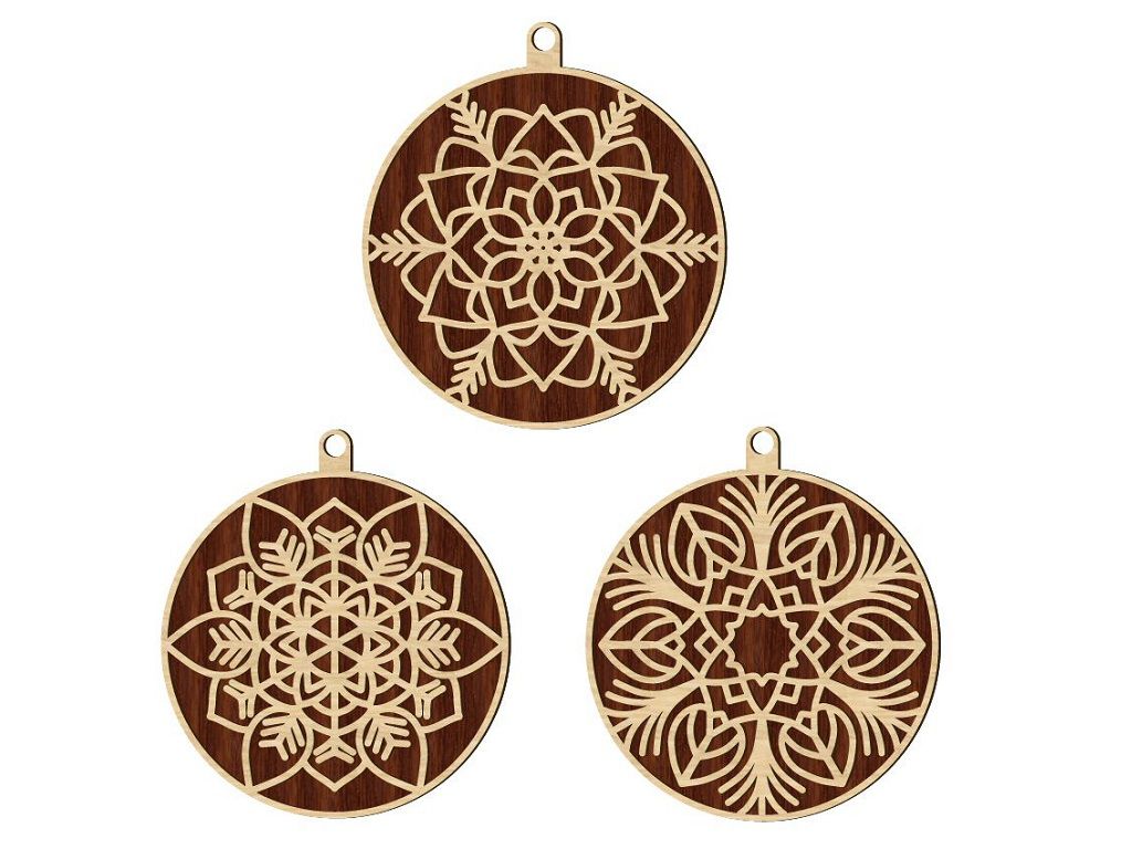 Laser Cut Christmas Ball Ornaments Vector