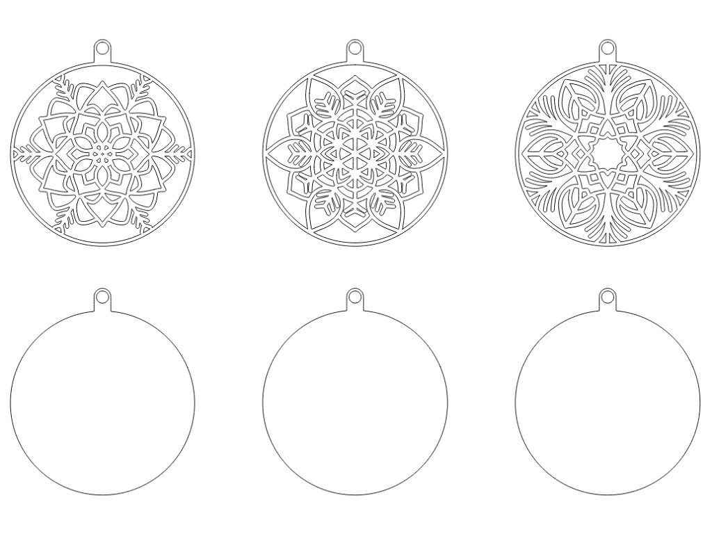 Laser Cut Christmas Ball Ornaments Vector