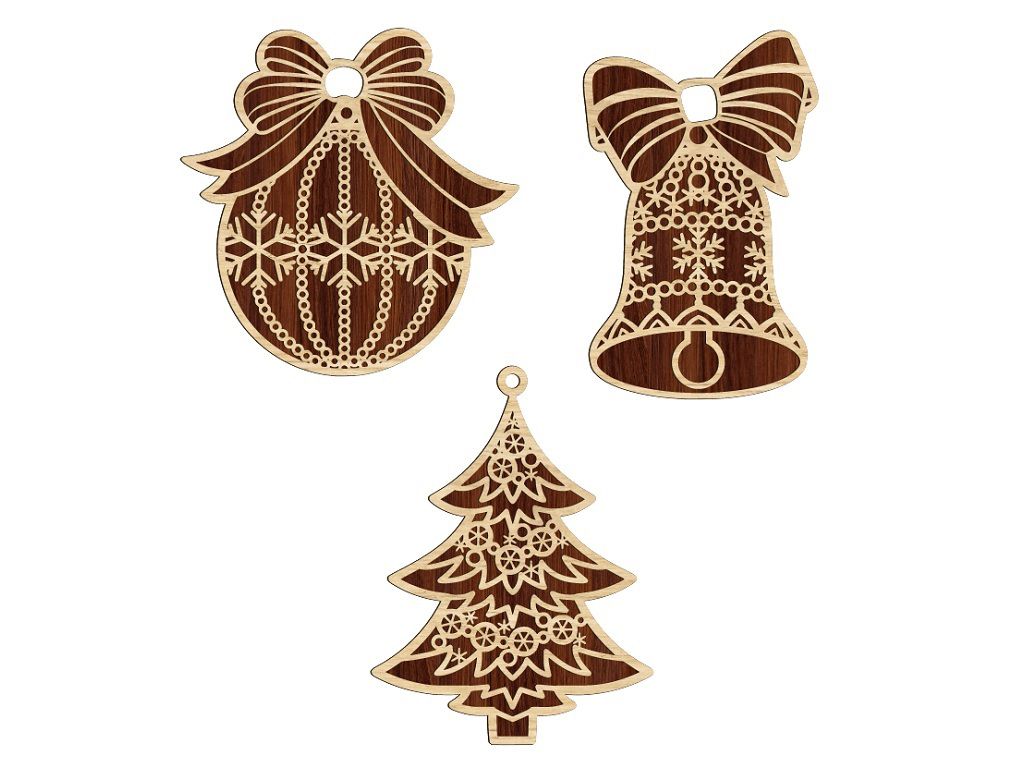 Laser Cut Christmas Hanging Ornaments Vector