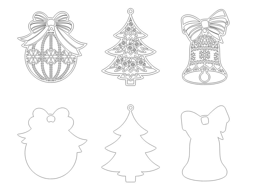 Laser Cut Christmas Hanging Ornaments Vector