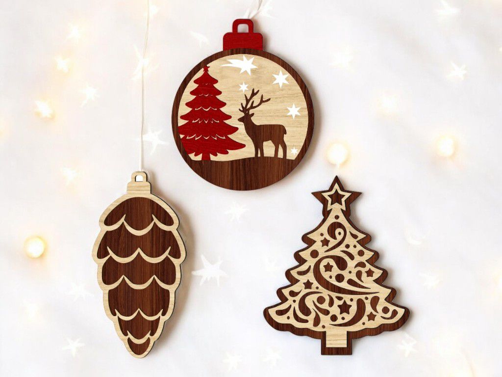 Laser Cut Christmas Tree Toys Vector