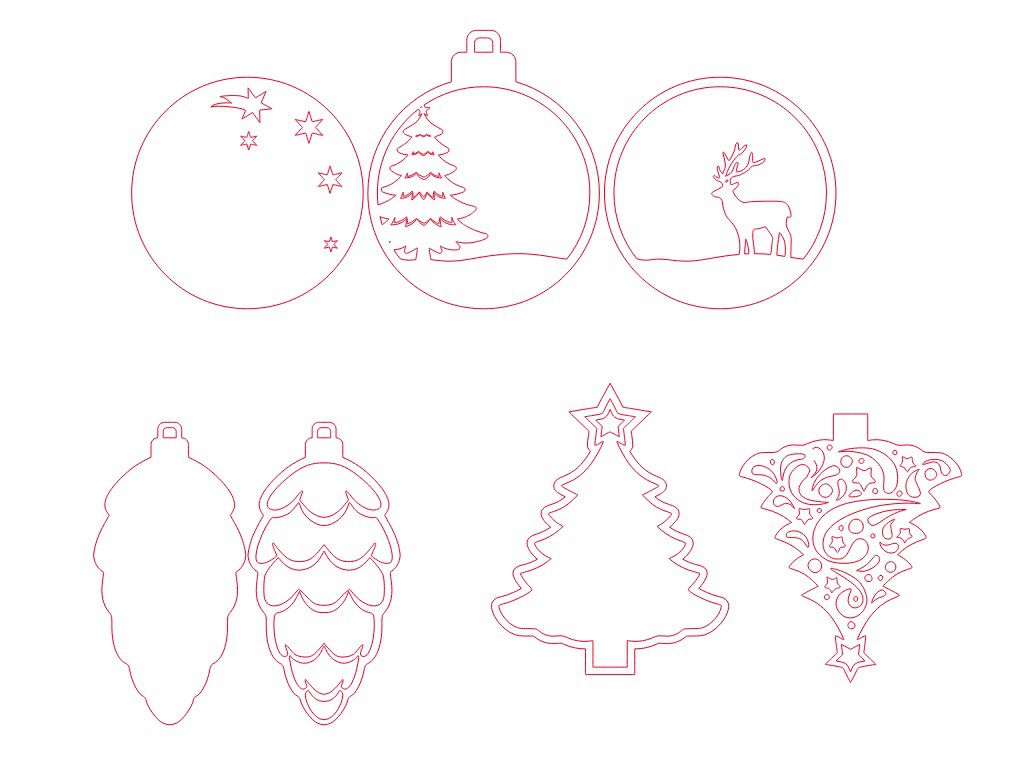 Laser Cut Christmas Tree Toys Vector