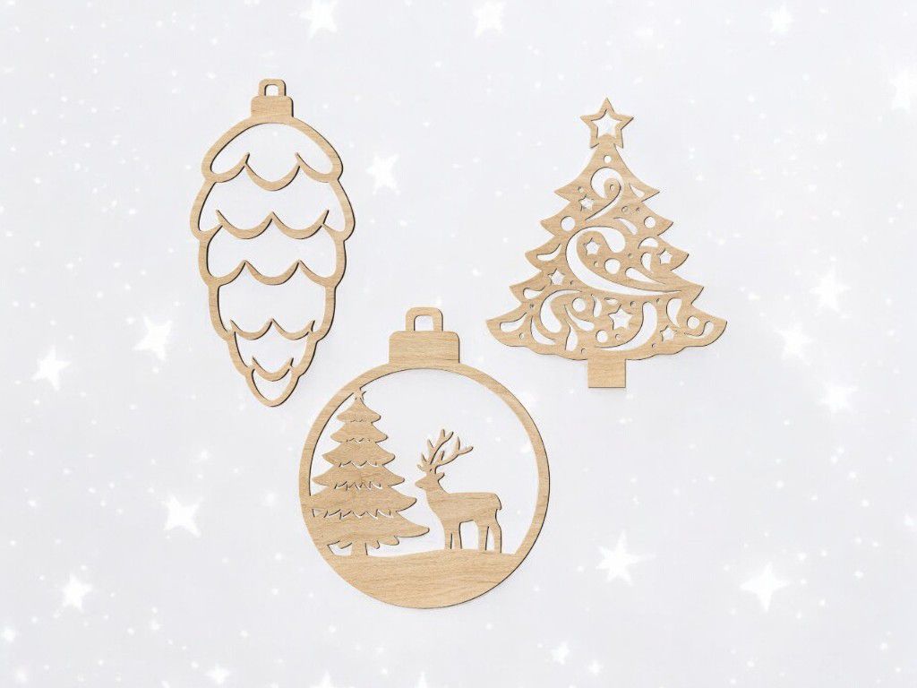 Laser Cut Christmas Decoration Toys Vector