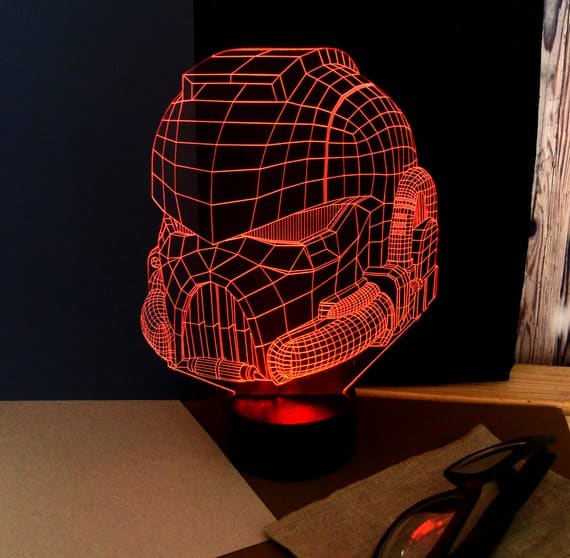 Laser Engraved Star Wars Imperial Stormtrooper Helmet Plexiglas Night Light Lamp