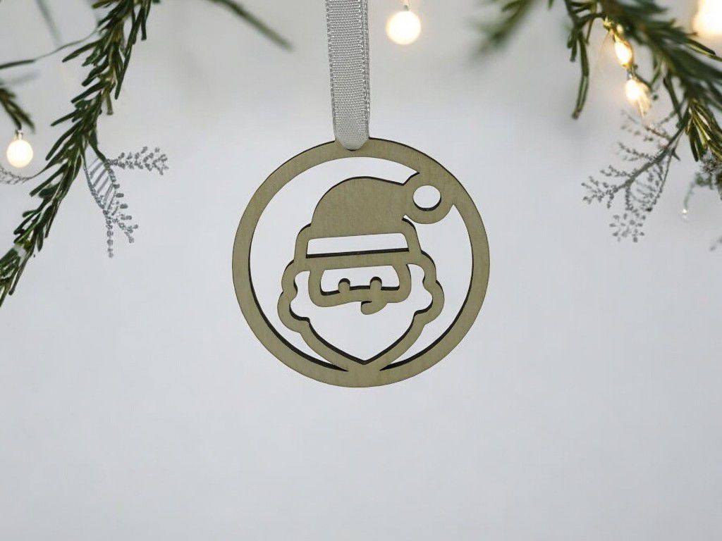 Laser Cut Santa Head Christmas Bauble Vector