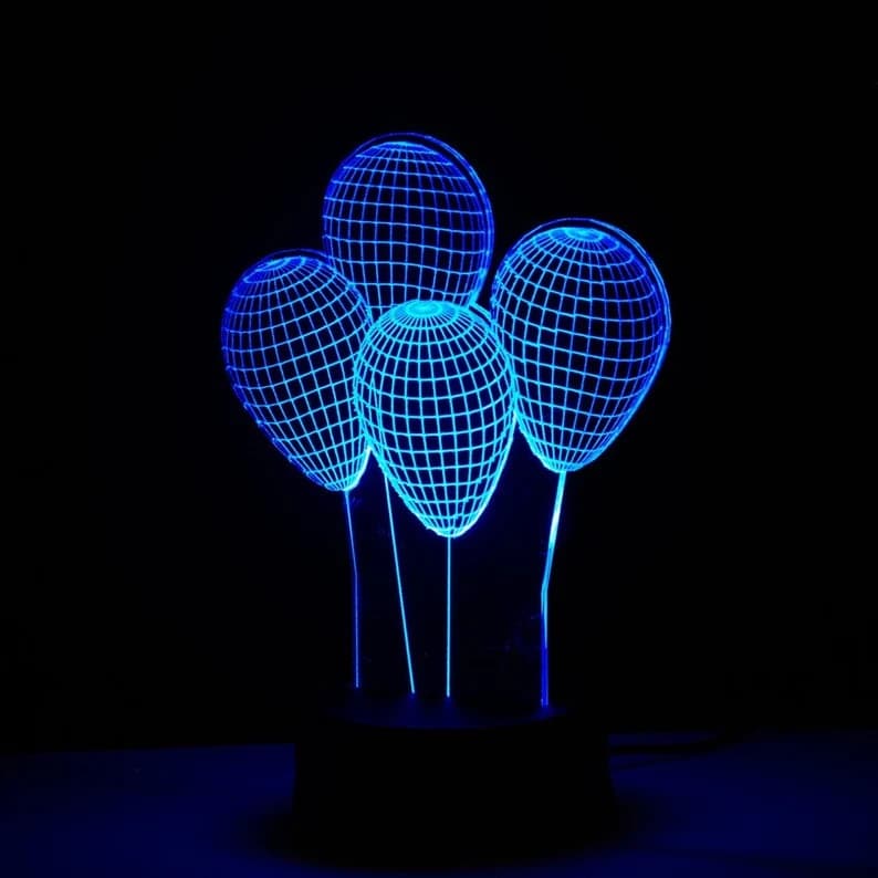 Balloons Acrylic 3D LED Lamp Laser Engraving File