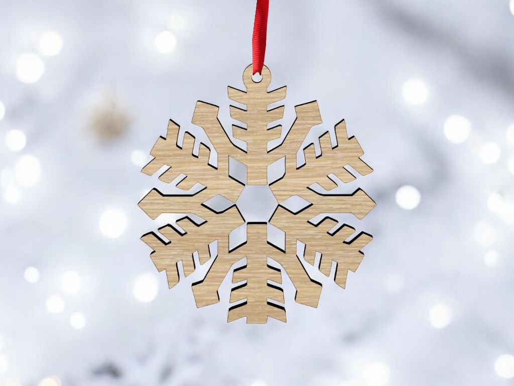 Laser Cut Snowflake Holiday Ornament Vector