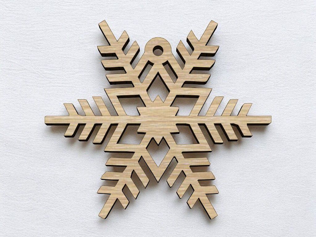 Laser Cut Snowflake Wood Ornament Vector