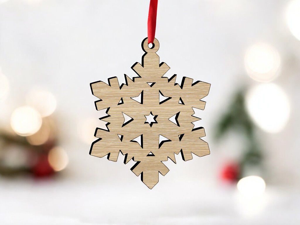 Laser Cut Wooden Star Snowflake Vector