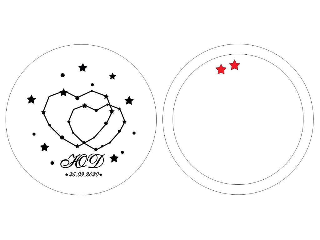Laser Cut Wedding Ring Holder Tray with Stars Vector