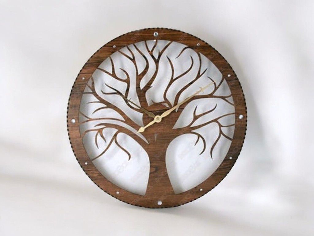 Laser Cut Tree of Life Wall Clock Vector