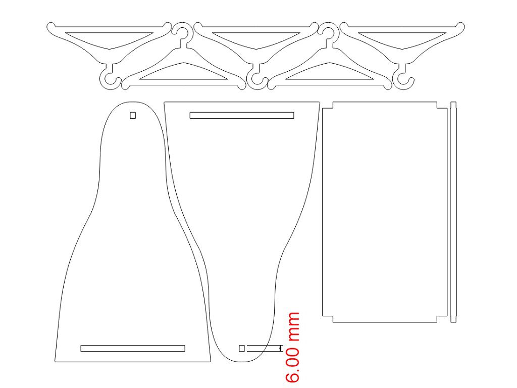 Laser Cut Barbie Doll Garment Rack with Hangers Vector