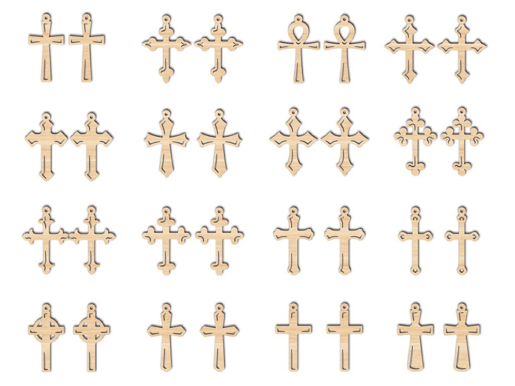 Laser Cut Cross Earrings Vector