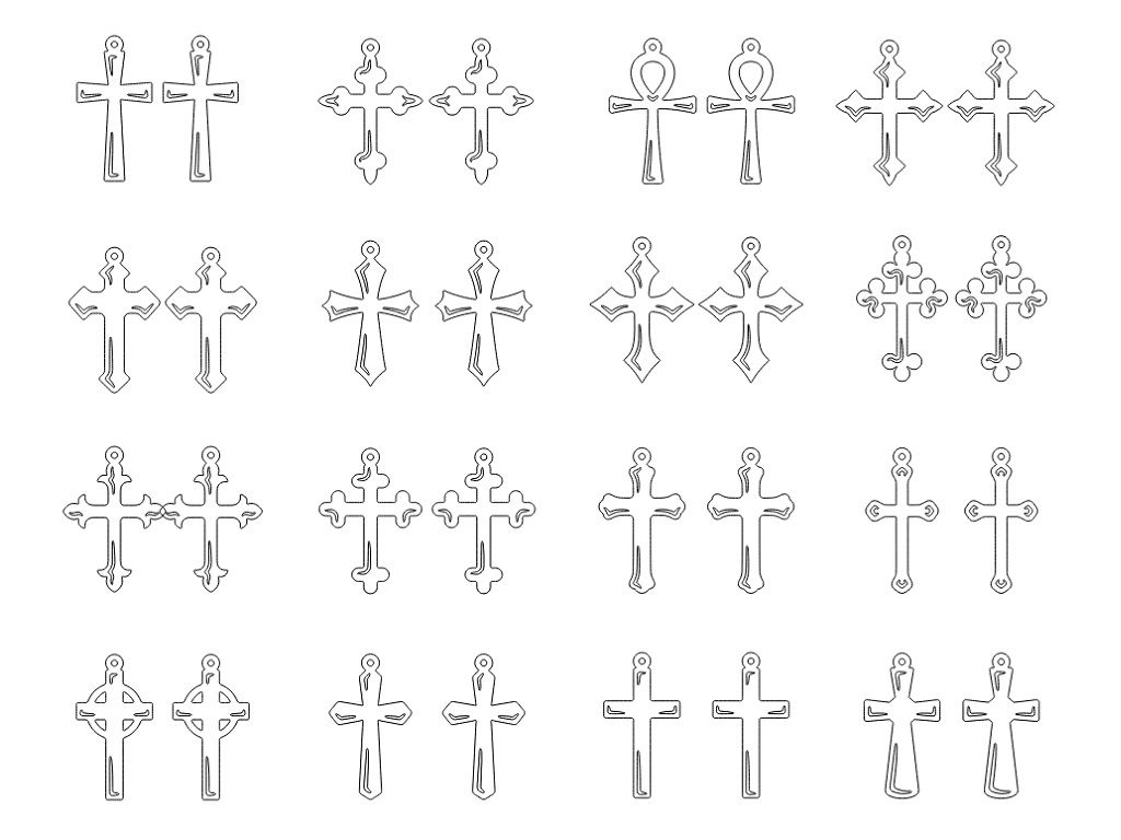 Laser Cut Cross Earrings Vector
