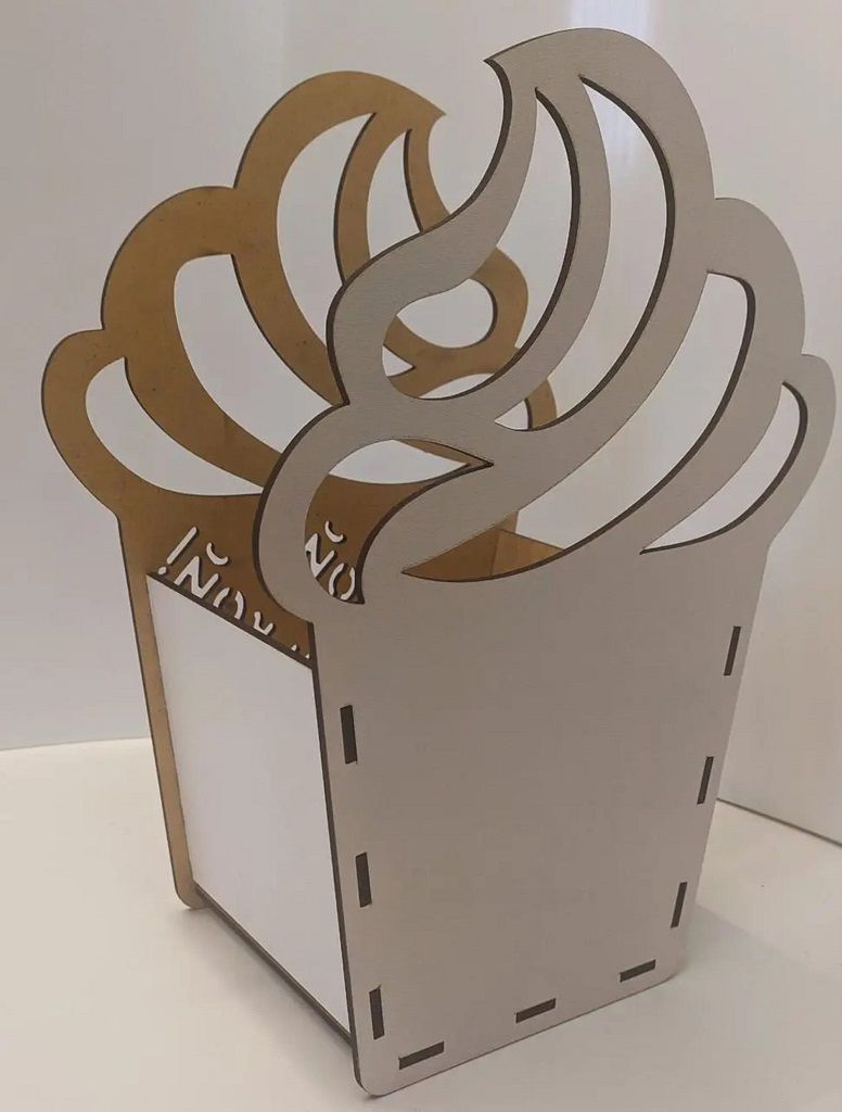 Laser Cut Cupcake Flower Basket Vector