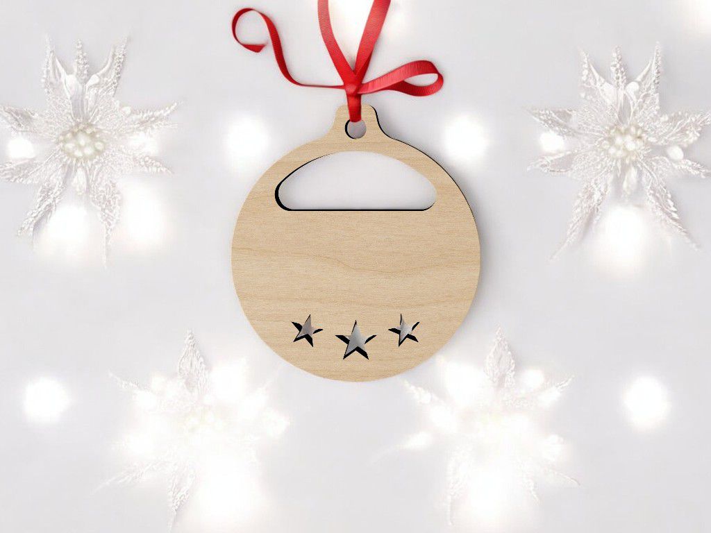 Laser Cut Christmas Bauble with Star Vector