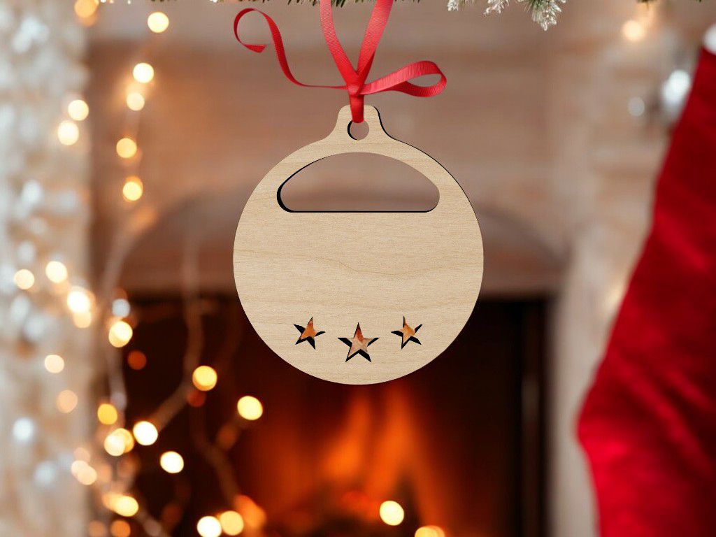 Laser Cut Christmas Bauble with Star Vector