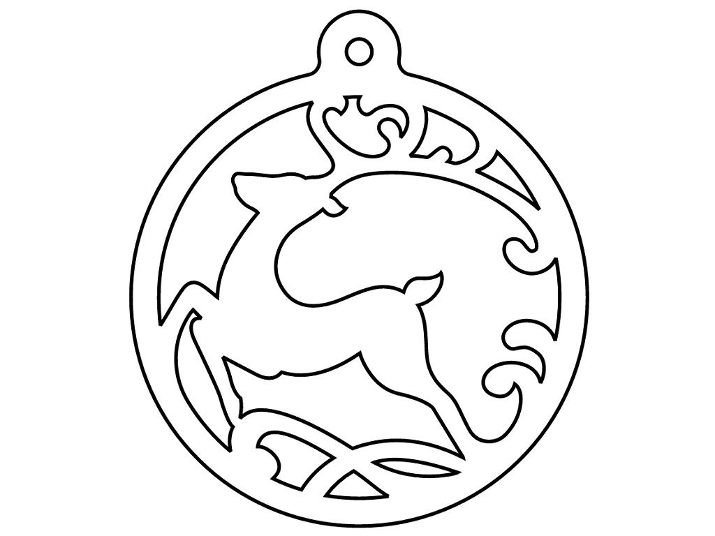 Laser Cut Christmas Deer Bauble Ornament Vector