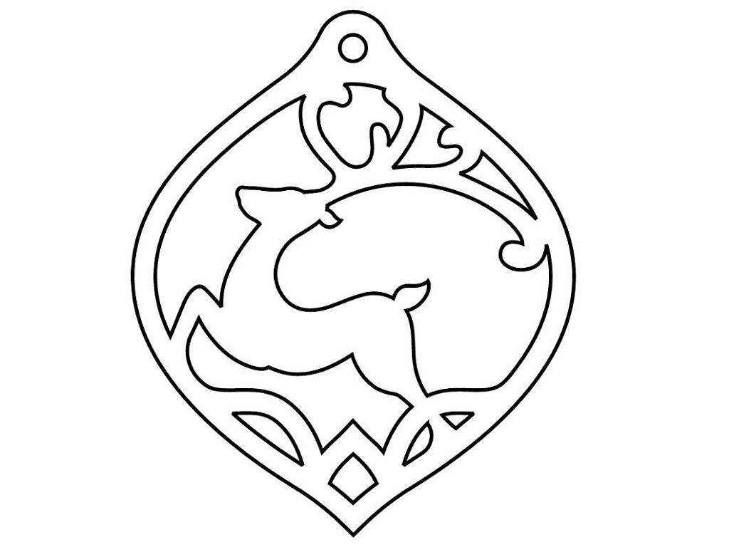 Laser Cut Christmas Deer Bauble Vector