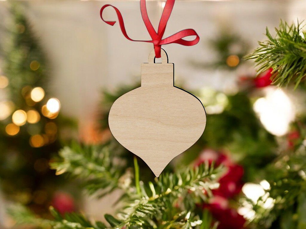 Laser Cut Christmas Teardrop Ornament Vector