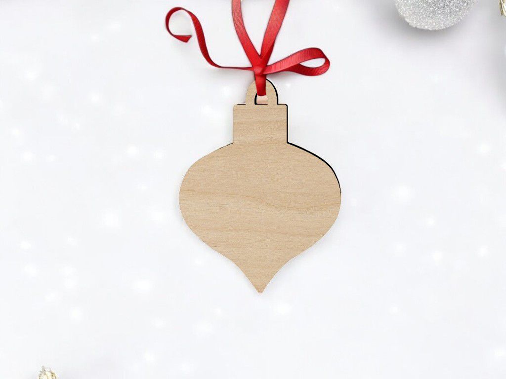 Laser Cut Christmas Teardrop Ornament Vector