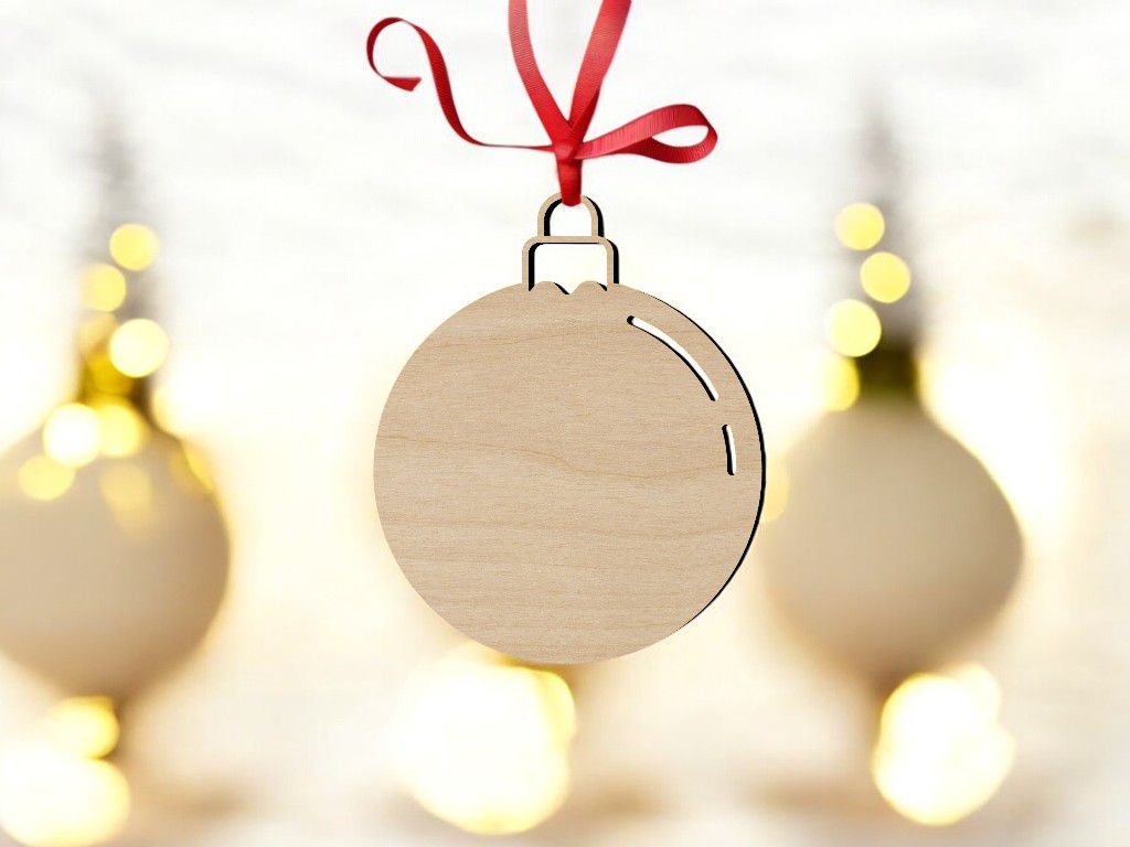 Laser Cut Christmas Tree Ball Ornament Vector