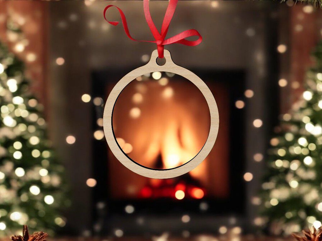 Laser Cut Round Hollow Christmas Ornament Vector