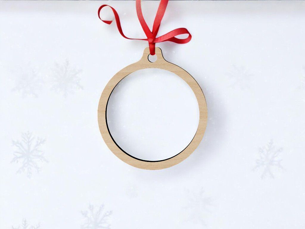 Laser Cut Round Hollow Christmas Ornament Vector