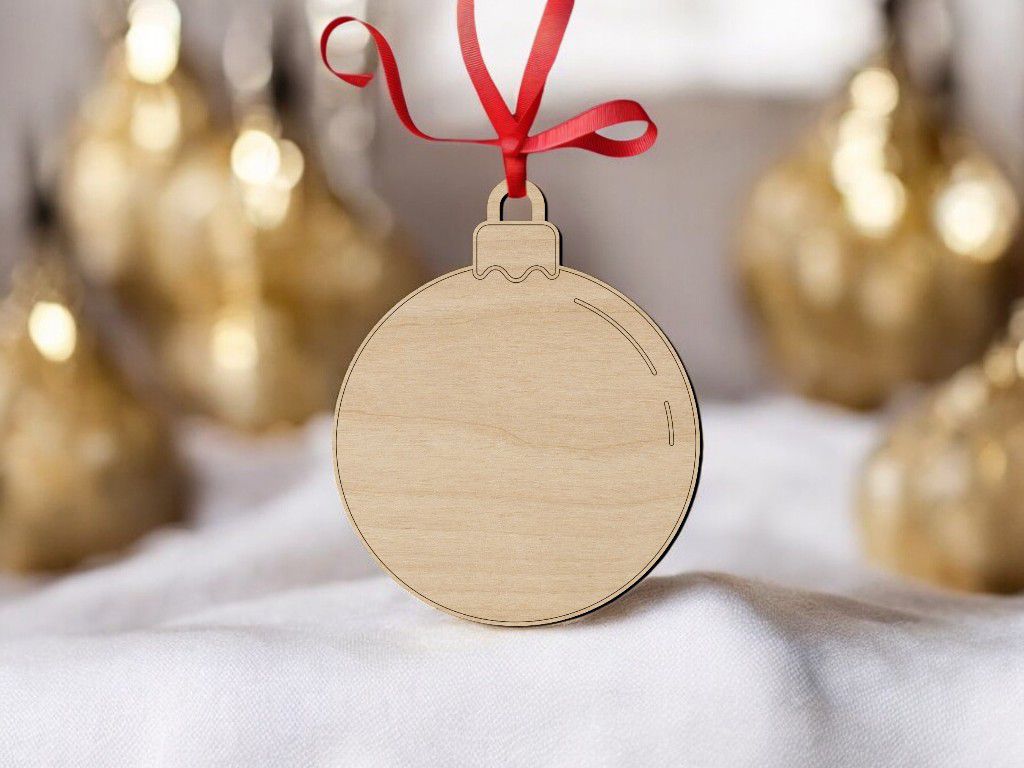 Laser Cut Engraved Lines Christmas Bauble Vector