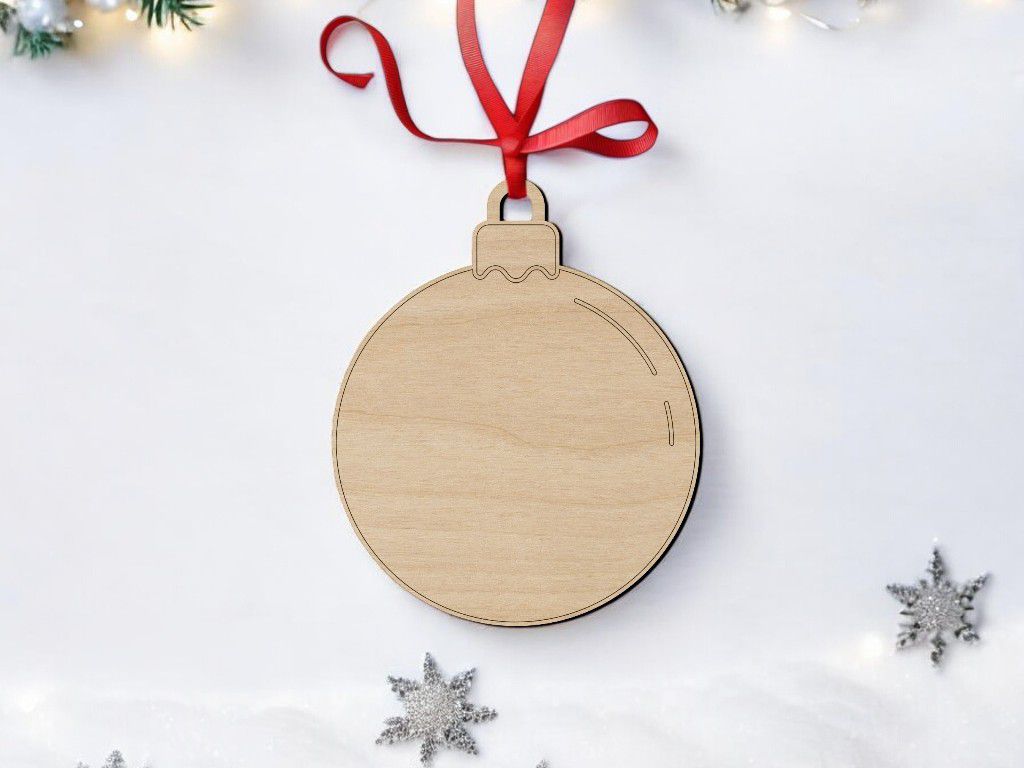 Laser Cut Engraved Lines Christmas Bauble Vector