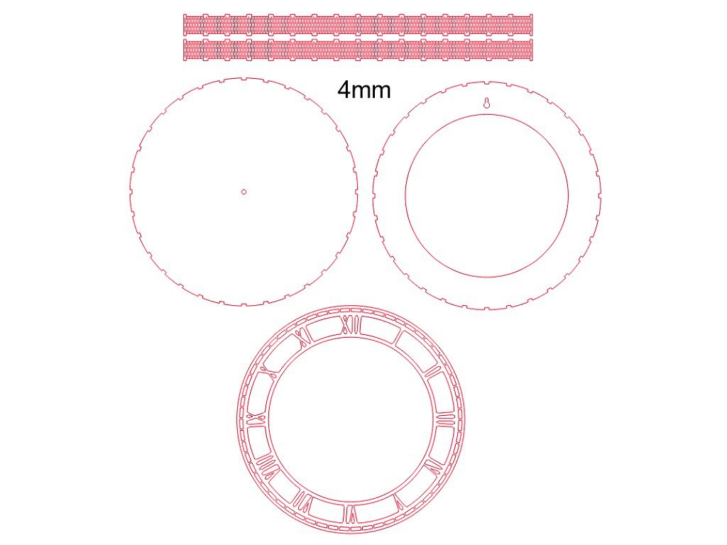 Laser Cut Living Hinge Wall Clock Vector