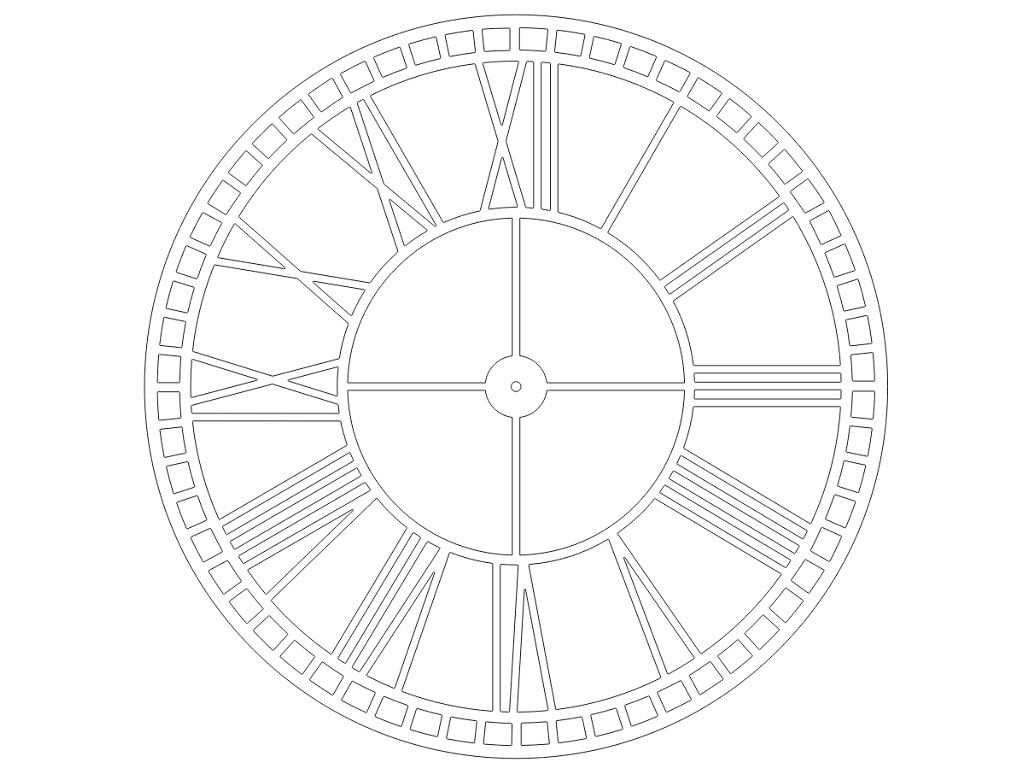 Laser Cut Roman Numeral Clock Vector