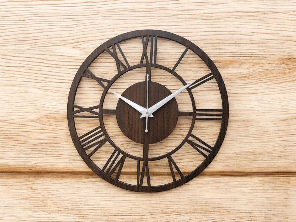 Laser Cut Stylish WOod Wall Clock Vector