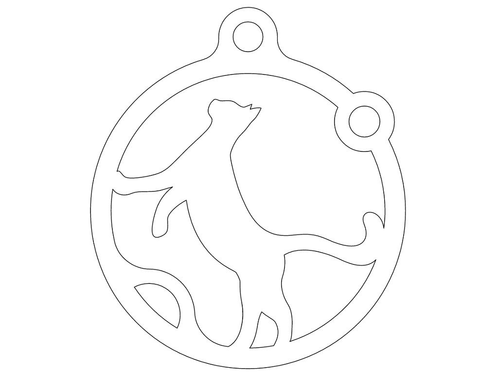 Laser Cut Christmas Tree Cat Ornament Vector