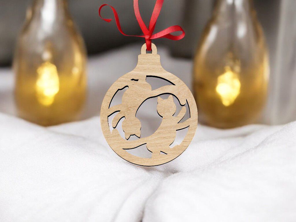 Laser Cut Yin Yang Cats Ornament Vector