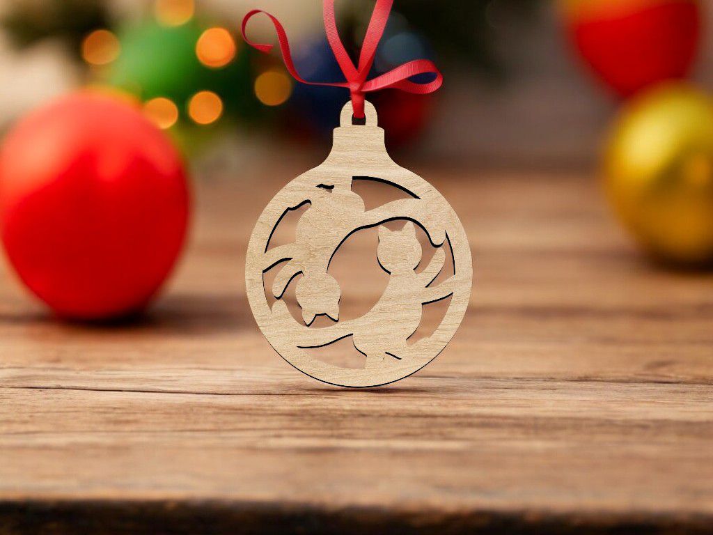 Laser Cut Yin Yang Cats Ornament Vector