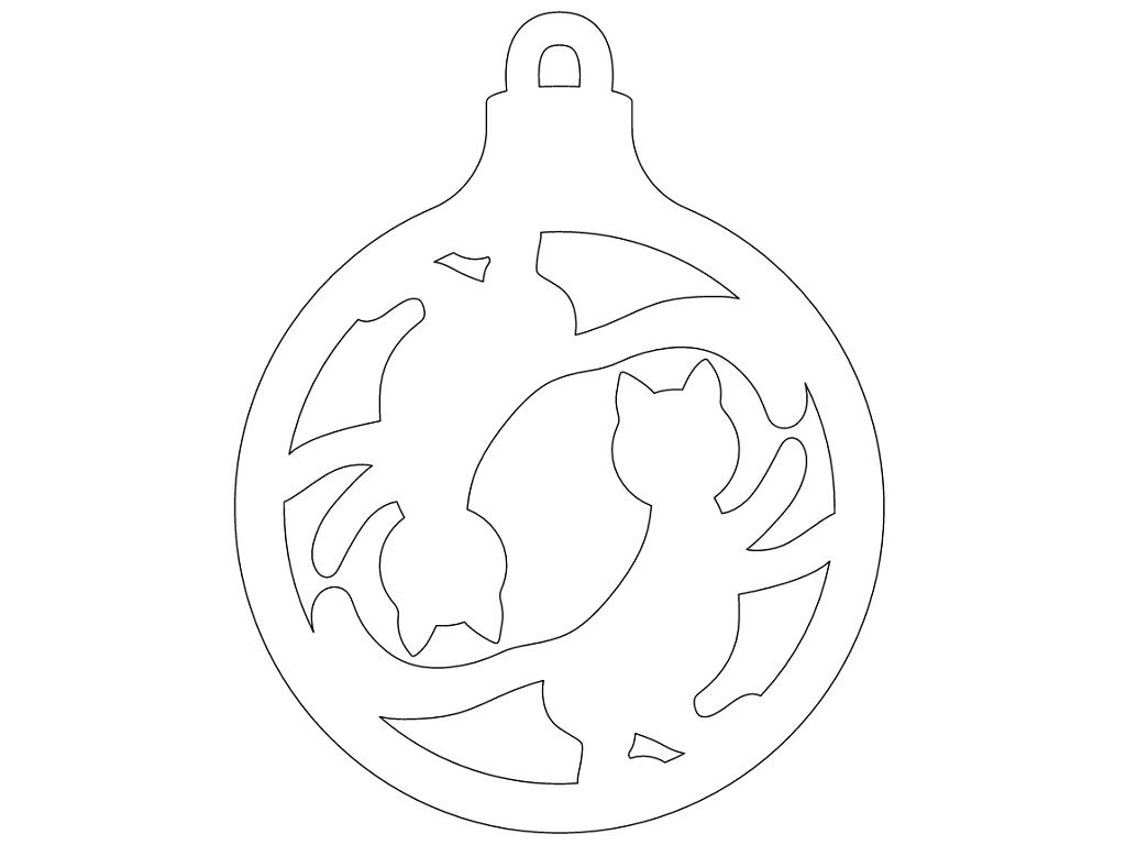 Laser Cut Yin Yang Cats Ornament Vector