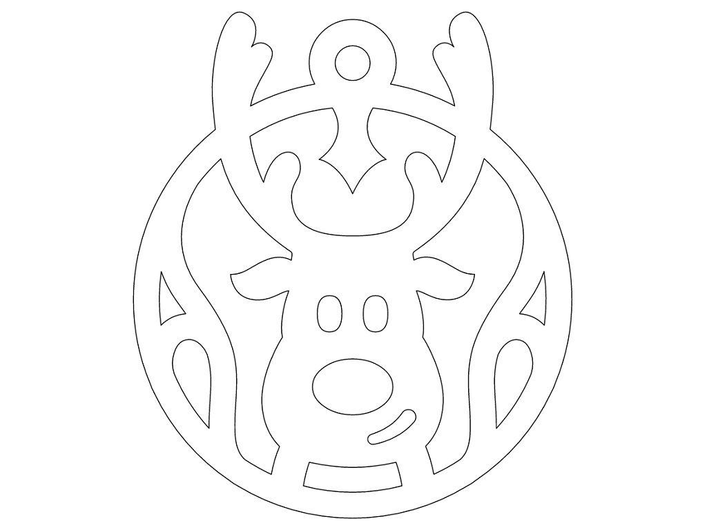 Laser Cut Reindeer Head Christmas Bauble Vector