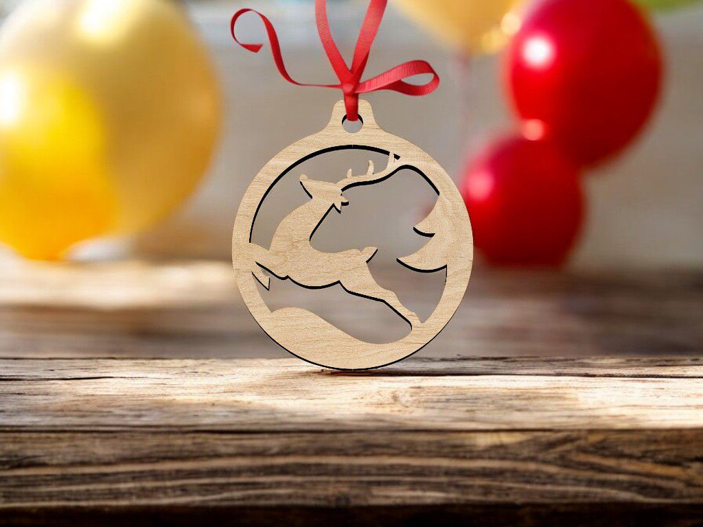 Laser Cut Deer Christmas Bauble Vector