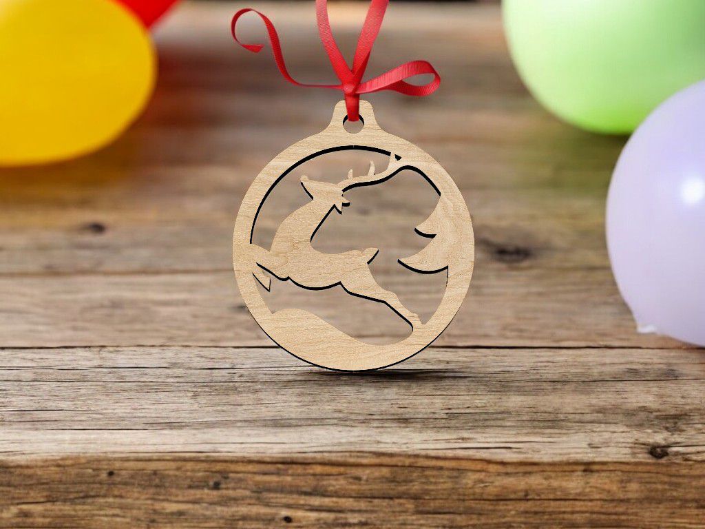 Laser Cut Deer Christmas Bauble Vector