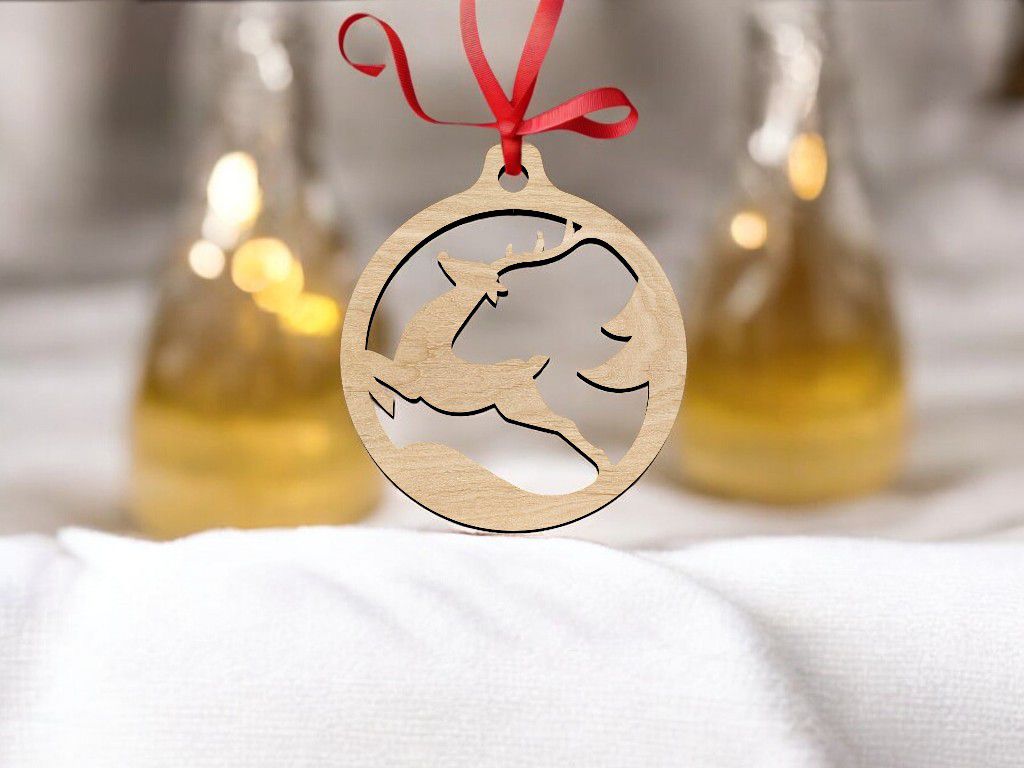 Laser Cut Deer Christmas Bauble Vector
