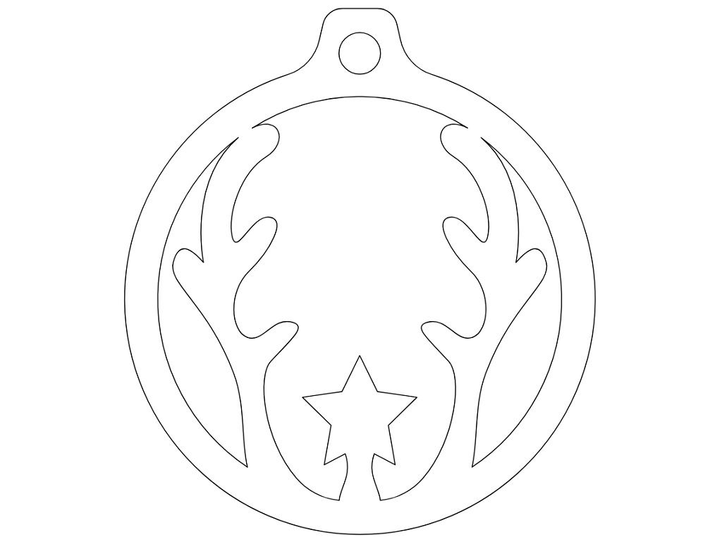 Laser Cut Deer Antler Christmas Bauble Vector