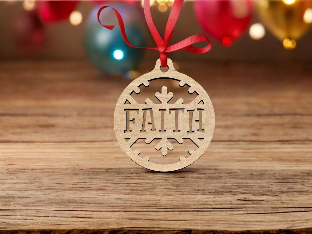 Laser Cut Faith Christmas Ornament Vector