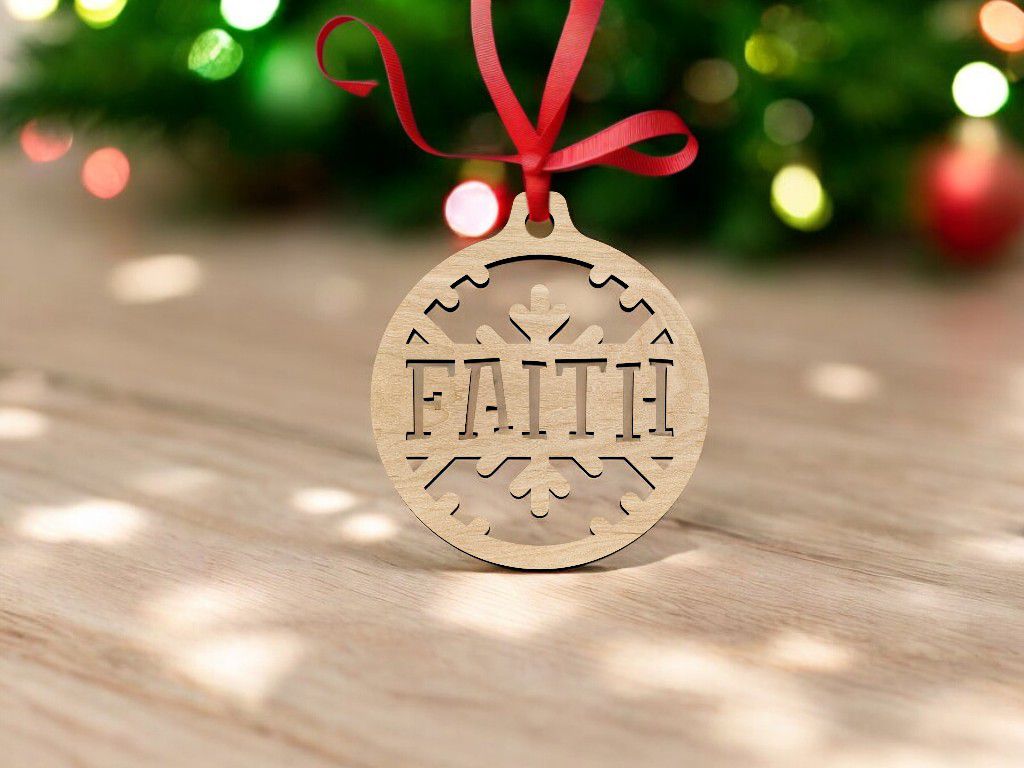 Laser Cut Faith Christmas Ornament Vector